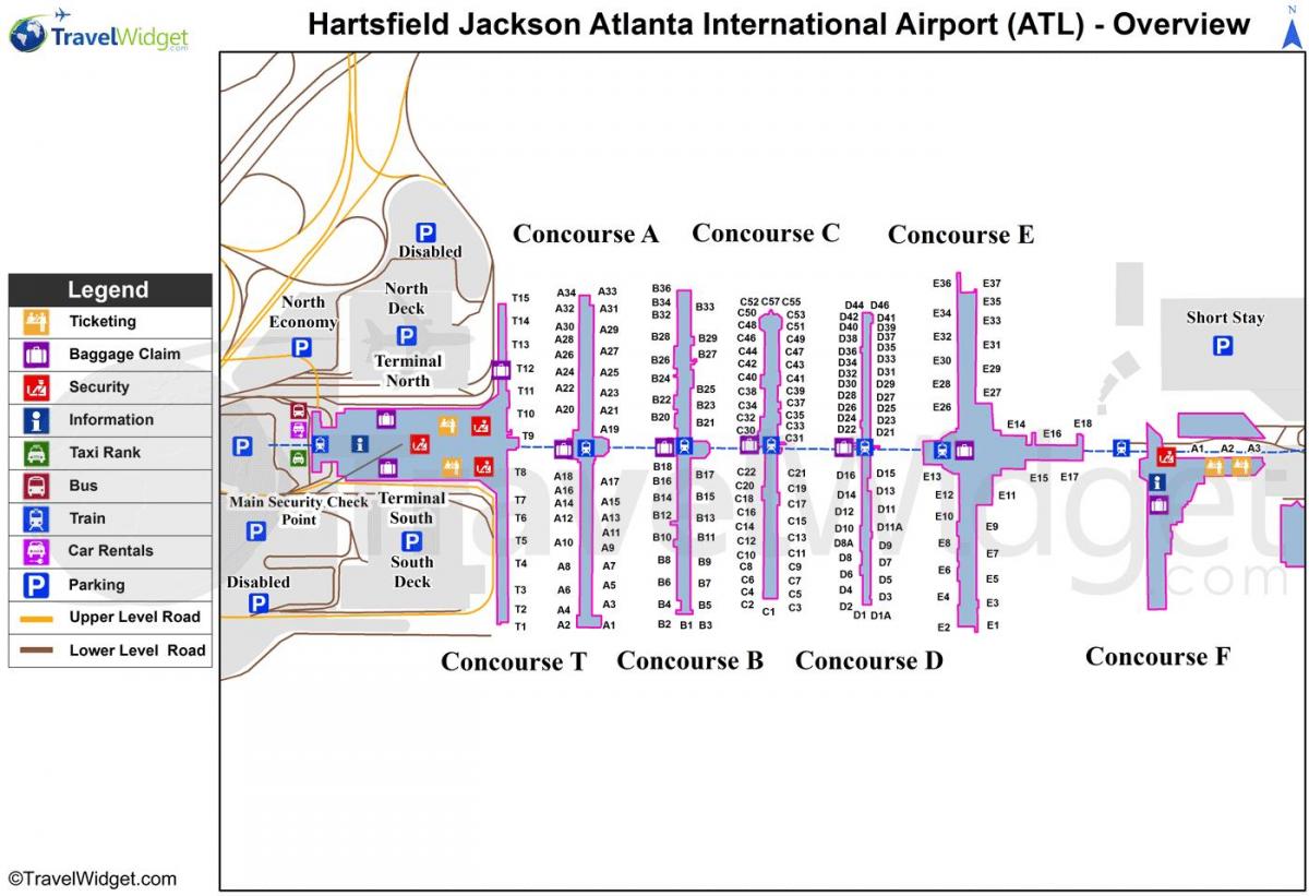 карта на летище Hartsfield-Jackson