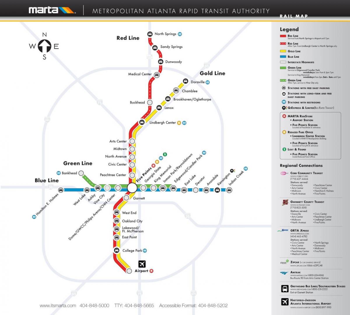 Влак Марта картата Атланта