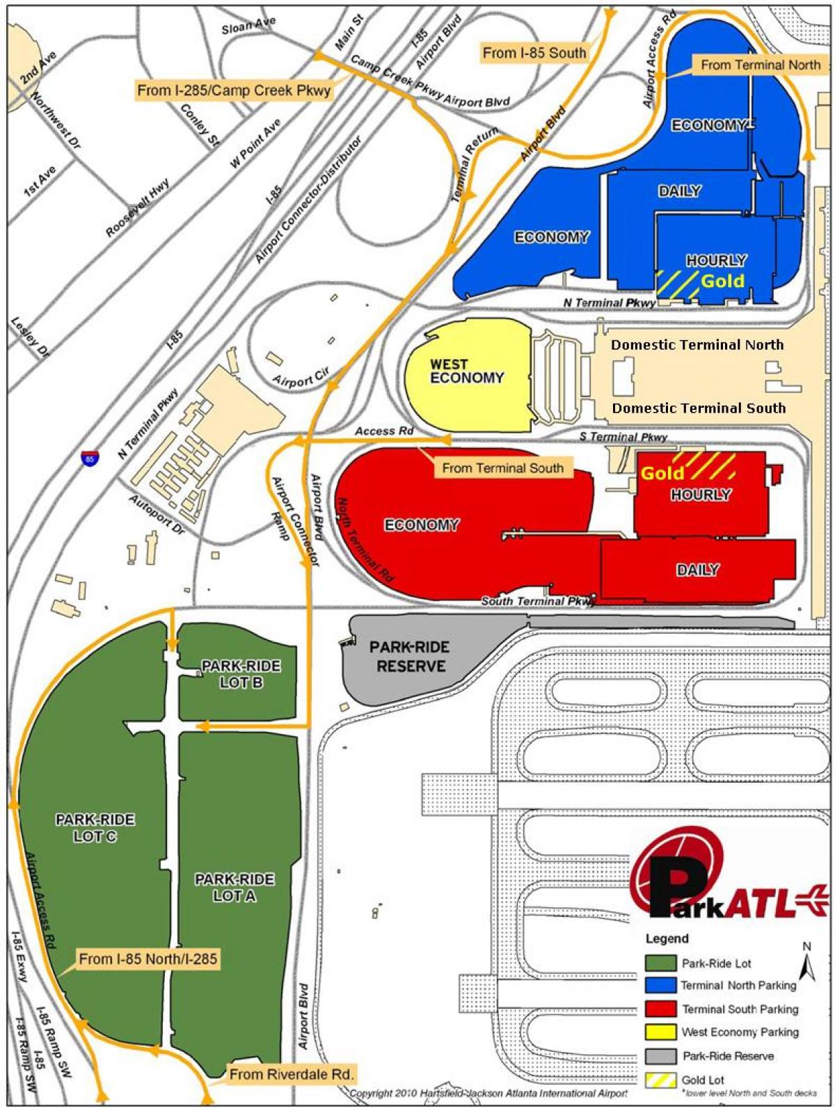 Атланта карта на паркинги летище Hartsfield
