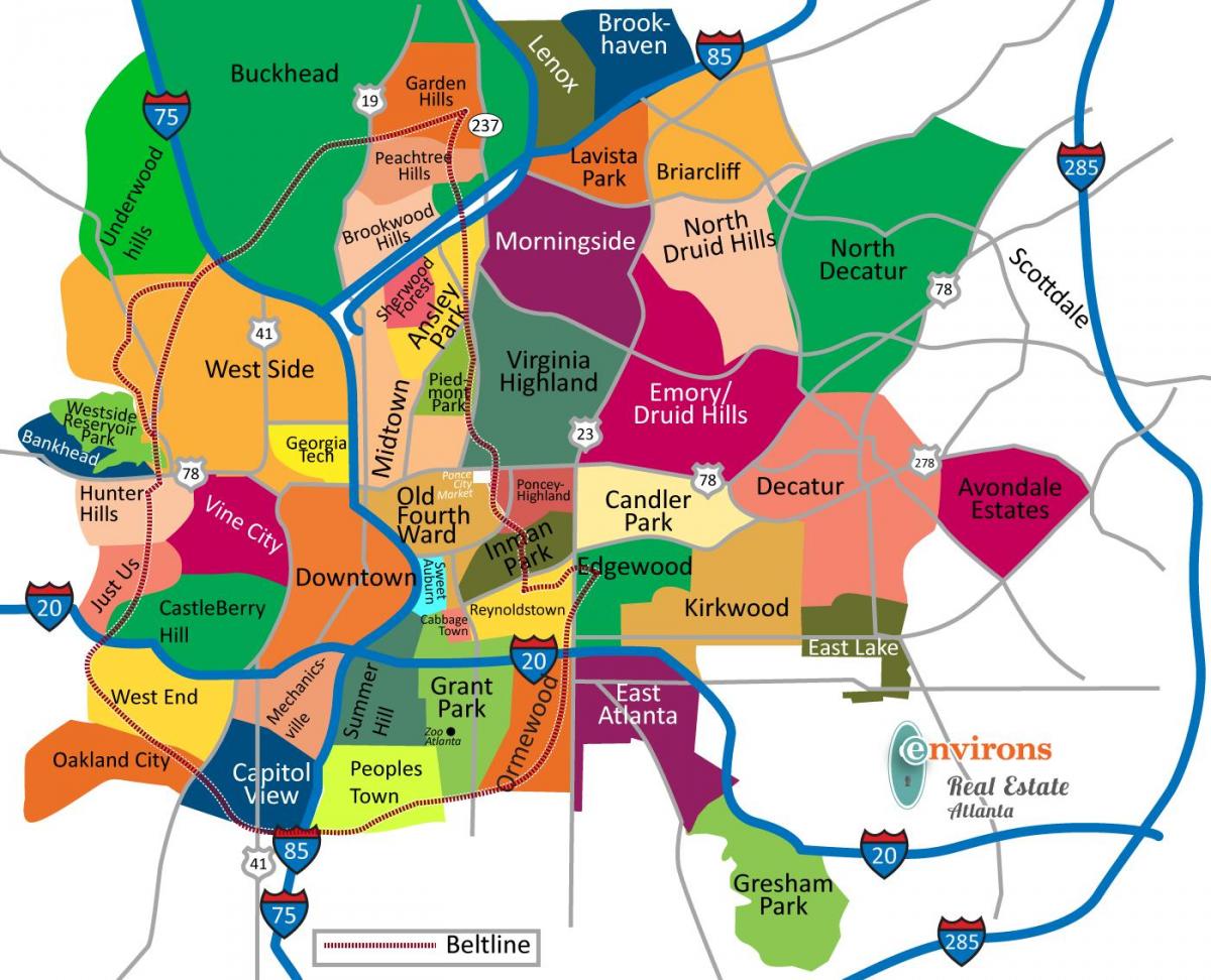 карта на кварталите в Атланта
