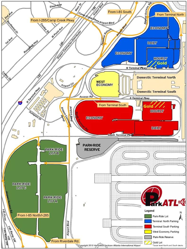 Атланта карта на паркинги летище Hartsfield